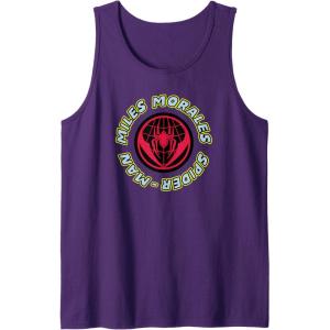 imageAmazon Essentials Marvel Miles Morales SpiderMan Circular Logo Tank TopPurple