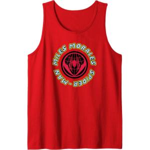 imageAmazon Essentials Marvel Miles Morales SpiderMan Circular Logo Tank TopRed