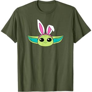 imageAmazon Essentials The Mandalorian Grogu Spring Easter Bunny Ears TShirtOlive Green