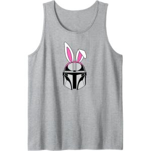 imageAmazon Essentials The Mandalorian Helmet Spring Easter Bunny Ears Tank TopHeather Grey