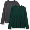 imageAmazon Essentials Mens Active Quick Dry Tech Stretch Lightweight LongSleeve TShirt Available in BigampampTallDark GreenHeather Graphite