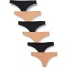 imageAmazon Essentials Womens Microfiber Underwear Hipster ampamp Thong Available in Plus Size Pack of 6BlackWashed Bronze
