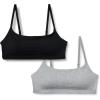 imageAmazon Essentials Womens Cotton Jersey Adjustable Scoop Bralette Pack of 2BlackMedium Grey Heather