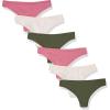 imageAmazon Essentials Womens Microfiber Underwear Hipster ampamp Thong Available in Plus Size Pack of 6Dark Military GreenRoseSoft Pink
