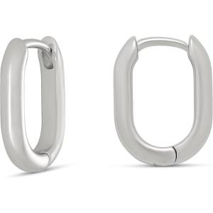 imageAmazon Essentials 14k Gold Plated or Silver Plated Modern Oval Hoop EarringsSilver