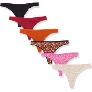 imageAmazon Essentials Cotton Thong Underwear for Women Pack of 6MulticolorDitsy FloralDotsFloral