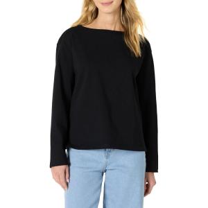 imageAmazon Essentials Womens 100 Cotton Heavyweight LongSleeve Boatneck TopBlack