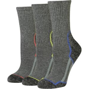 imageAmazon Essentials Womens Comfortable Cushioned Hiking Crew Socks 3 PairsCharcoalBlack