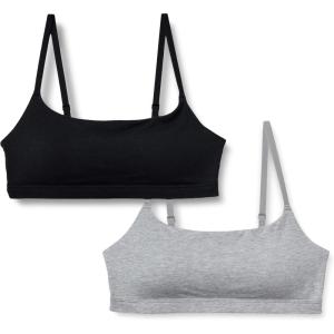 imageAmazon Essentials Womens Cotton Jersey Adjustable Scoop Bralette Pack of 2BlackMedium Grey Heather