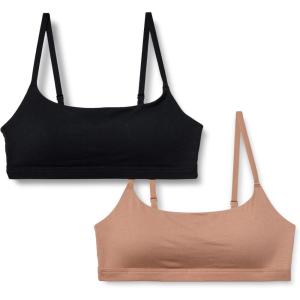 imageAmazon Essentials Womens Cotton Jersey Adjustable Scoop Bralette Pack of 2BlackWashed Bronze