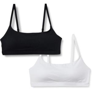 imageAmazon Essentials Womens Cotton Jersey Adjustable Scoop Bralette Pack of 2BlackWhite