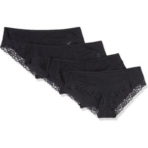 imageAmazon Essentials Womens Cotton and Lace Hipster Underwear Pack of 4Black