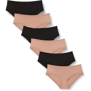 imageAmazon Essentials Womens Microfiber Underwear Hipster ampamp Thong Available in Plus Size Pack of 6BlackDusted Pearl