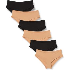 imageAmazon Essentials Womens Microfiber Underwear Hipster ampamp Thong Available in Plus Size Pack of 6BlackWashed Bronze