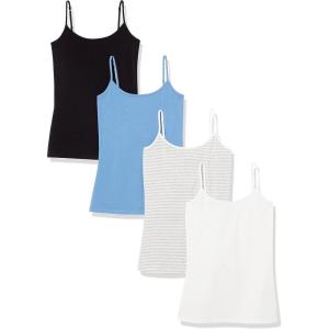 imageAmazon Essentials Womens SlimFit Camisole Pack of 4BlackBlueGrey StripeWhite