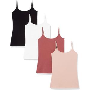 imageAmazon Essentials Womens SlimFit Camisole Pack of 4BlackBrick RedDusty PinkWhite