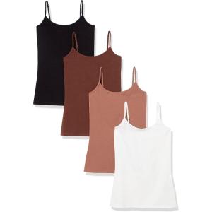 imageAmazon Essentials Womens SlimFit Camisole Pack of 4BlackBrownLight BrownWhite