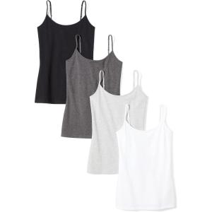 imageAmazon Essentials Womens SlimFit Camisole Pack of 4BlackCharcoal HeatherLight Grey HeatherWhite