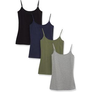 imageAmazon Essentials Womens SlimFit Camisole Pack of 4BlackGreyNavyOlive
