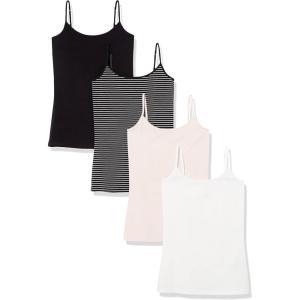 imageAmazon Essentials Womens SlimFit Camisole Pack of 4BlackPale PinkStripeWhite