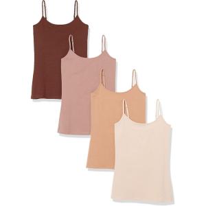 imageAmazon Essentials Womens SlimFit Camisole Pack of 4BlushBrownDark BrownDark Camel