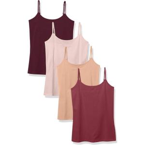 imageAmazon Essentials Womens SlimFit Camisole Pack of 4CamelDark BurgundyLight BurgundyPale Mauve