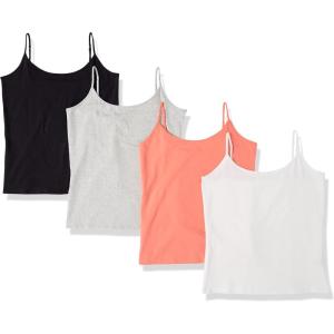 imageAmazon Essentials Womens SlimFit Camisole Pack of 4Coral OrangeLight Grey HeatherWhite