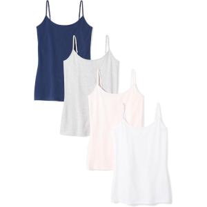 imageAmazon Essentials Womens SlimFit Camisole Pack of 4Dark BlueLight Grey HeatherPale PinkWhite