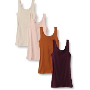 imageAmazon Essentials Womens SlimFit Tank Pack of 4BeigeBlushBurgundyTerracotta