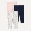 imageAmazon Essentials Unisex Toddlers and Babies Leggings Pack of 3NavyPale PinkDots