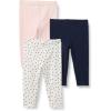 imageAmazon Essentials Unisex Toddlers and Babies Leggings Pack of 3NavyPale PinkDots