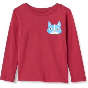 imageAmazon Essentials Boys and Toddlers LongSleeve TShirtsDark Red Dog