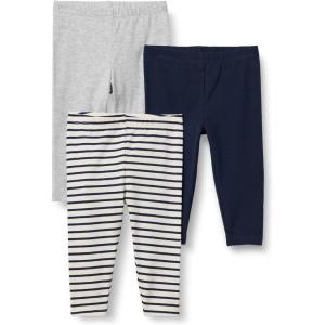 imageAmazon Essentials Unisex Toddlers and Babies Leggings Pack of 3Light Grey HeatherNavyStripe