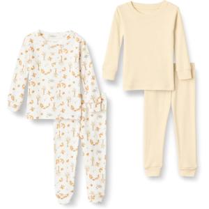 imageAmazon Essentials x Sofia Grainge Unisex Babies Toddlers and Kids SnugFit Cotton Pajamas Pack of 2Pale YellowSquirrel Picnic
