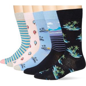 imageAmazon Essentials Mens Comfortable Patterned Dress Socks 5 PairsBeachPopsicleStripeVacation