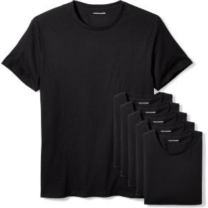 imageAmazon Essentials Mens Cotton Crew Neck Undershirts Versatile Soft Basics Pack of 6Black