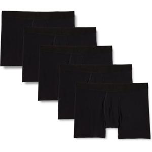 imageAmazon Essentials Mens Cotton Jersey Boxer Briefs Available in Big ampamp Tall 5PackBlack