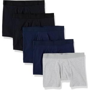 imageAmazon Essentials Mens Cotton Jersey Boxer Briefs Available in Big ampamp Tall 5PackBlackGrey HeatherNavy