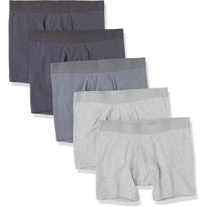 imageAmazon Essentials Mens Cotton Jersey Boxer Briefs Available in Big ampamp Tall 5PackCharcoalDark GreyGrey Heather
