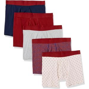 imageAmazon Essentials Mens Cotton Jersey Boxer Briefs Available in Big ampamp Tall 5PackDark RedDiamond GeoGrey HeatherNavy