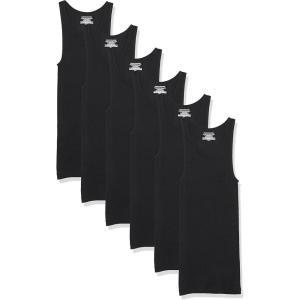 imageAmazon Essentials Mens Lightweight Tank Undershirts Pack of 6Black
