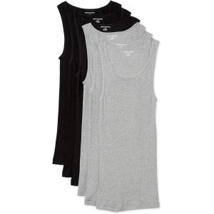 imageAmazon Essentials Mens Lightweight Tank Undershirts Pack of 6BlackGrey Heather