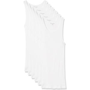 imageAmazon Essentials Mens Lightweight Tank Undershirts Pack of 6White
