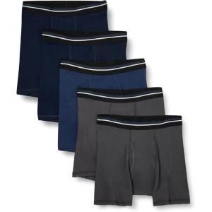 imageAmazon Essentials Mens Underwear Boxer Briefs Comfortable Cotton TagFree Pack of 5CharcoalDark BlueDark Navy