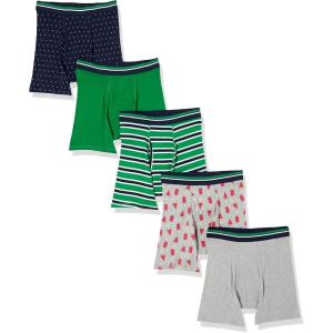 imageAmazon Essentials Mens Underwear Boxer Briefs Comfortable Cotton TagFree Pack of 5DotsGreenGrey HeatherPopsicleStripe
