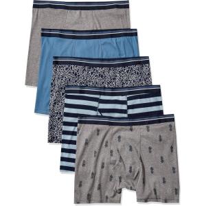 imageAmazon Essentials Mens Underwear Boxer Briefs Comfortable Cotton TagFree Pack of 5Floral PrintPineappleStripe