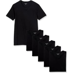 imageAmazon Essentials Mens VNeck Undershirt Breathable Cotton Pack of 6Black