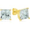 imageAmazon Essentials 10K Yellow Gold Princess cut Stud Earrings 5mm7mmBlue Aquamarine