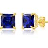 imageAmazon Essentials 10K Yellow Gold Princess cut Stud Earrings 5mm7mmBlue Sapphire