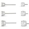 imageAmazon Essentials 14K Gold Plated Sterling Silver Round or Princess Cut Cubic Zirconia Stud Earring SetSilver